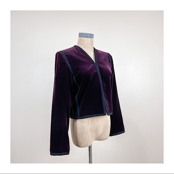 YSL Yves Saint Laurent Paris Rive Gauche Vintage 70’s Velvet Bolero Plum… - Picture 1 of 6